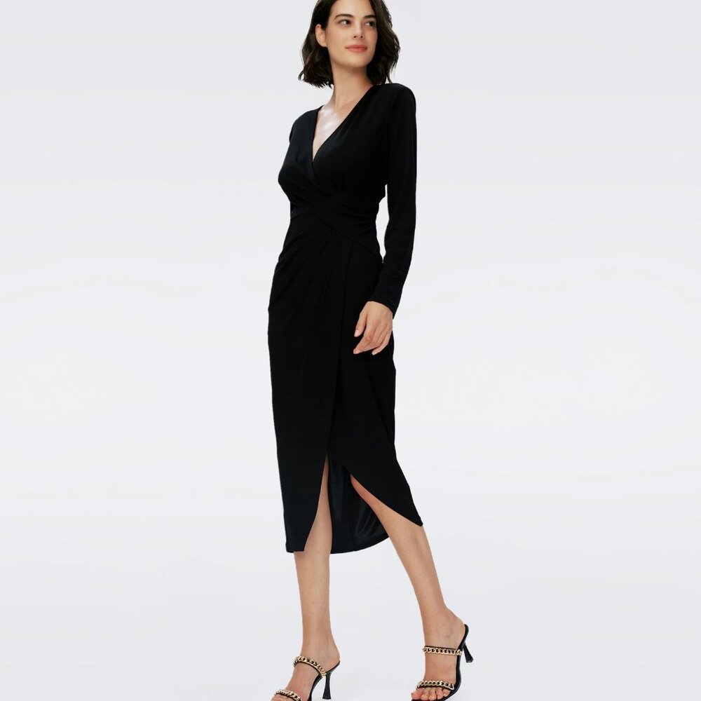 DIANE VON FURSTENBERG Nevine Dress, black, Size XL